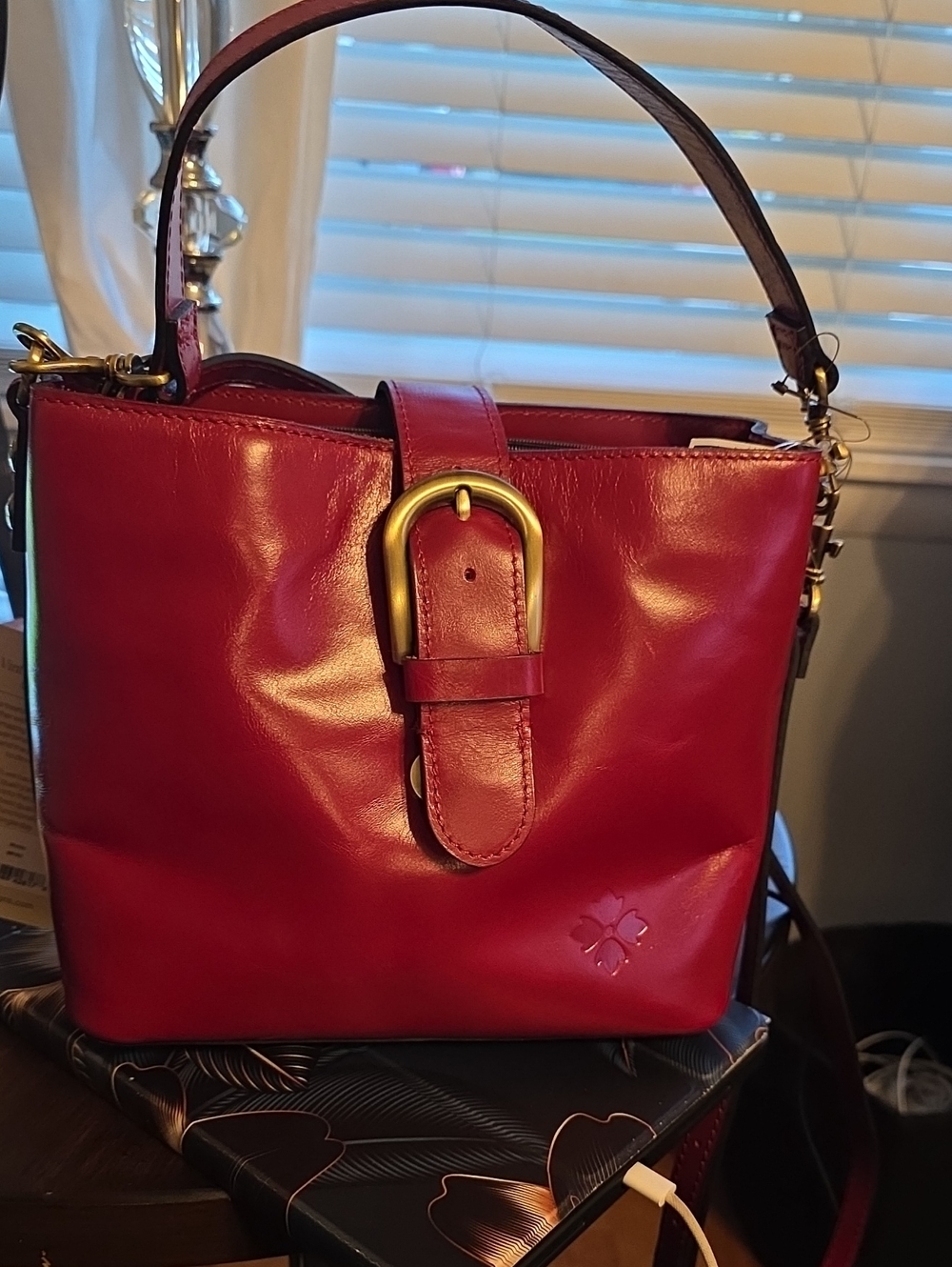 Patricia Nash Red Leather Buckle-Detail Shoulder/Crossbody Bag